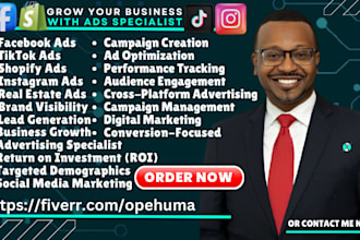 setup facebook ads campaign tiktok ads instagram post manager shopify marketing