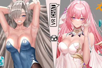 create custom vrchat avatar, vrc anime avatar, nsfw vroid, vrm, 3d vtuber model