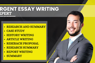do urgent essay writing, research and summary writing, case study, articles