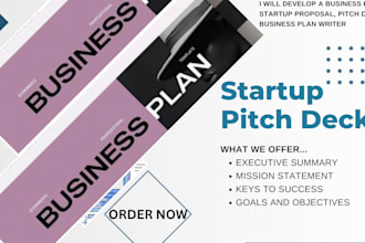 write a business plan, startup proposal, pitch deck, business plan writer