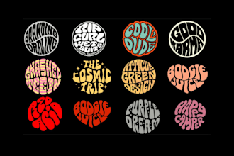 design trippy hand drawn circle shape logo in 24 h