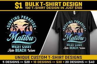 do custom t shirt designs and vintage, christmas, or bulk t shirt design