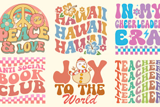 do retro vintage groovy hippie tshirt design typography striped t shirt design