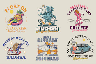 create retro vintage cartoon character mascot illustration