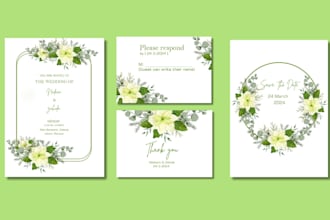 wedding card with save the date ,rsvp designed your way