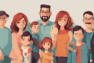 draw a vector art family portrait