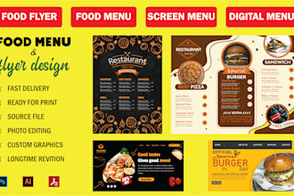 design modern digital food menu flyer menu board food menu card restaurant menu