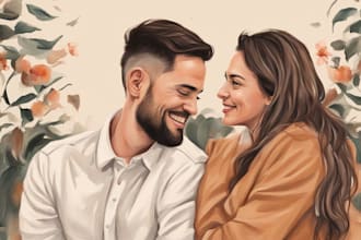 draw couple portrait illustration from photo