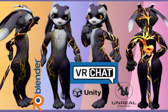 3d vrchat avatar, vtuber model ,3d furry model, furry vr character, furry avatar