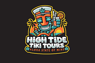 design unique tiki boat tour logo