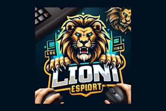 do creative lion esport mascot logo for your company