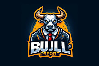 do awesome bull mascot logo with express delivery