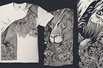 create animal linocut tshirt design for brand
