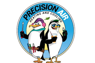 make penguins logo for precision air heating and cooling