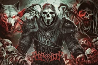 create anything dark art, metal, horror, brutal illustration for album covers