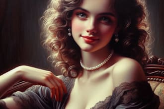 hand draw realistic digital oil painting portrait