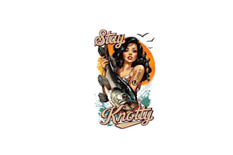 make t shirt and pinup girls fishing logo