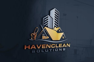 create janitorial, commercial, pressure wash and cleaning service logo