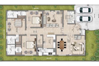 render perfect 3d floor plan, drawings in photoshop