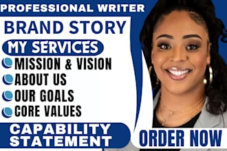 write capability vision and mission statements, brand story, about us, one pager