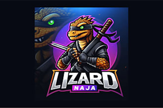 do high quality lizard ninja mascot logo with a new concept