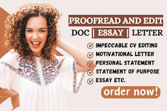 edit or polish CV, motivational letter, personal statement, statement of purpose