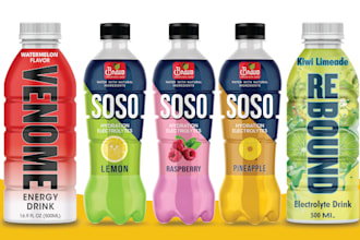 design juice, beverage, sports drink, water, energy drinks, bottle labels