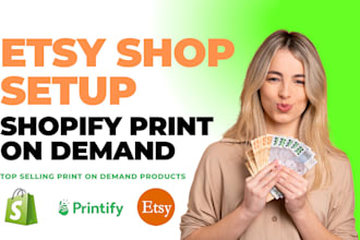 etsy shop set up, etsy print on demand store, shopify print on demand, printify