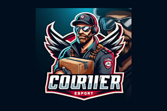 create a unique courier mascot logo with a new concept