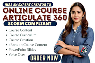 design elearning course modules, curriculum for online class in articulate 360