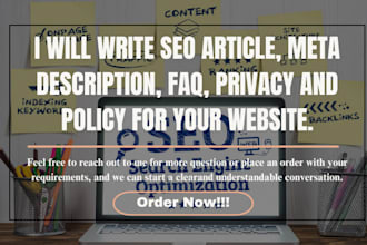 write SEO article, meta description, faq, privacy and policy for your website