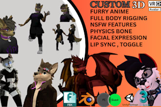 create 3d custom vrchat avatar furry avatar anime character nsfw vrc avatar