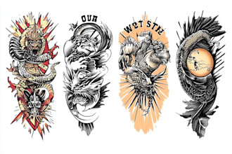 create custom tattoo design, tattoo sleeve