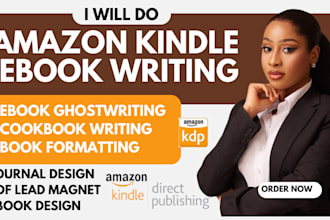 do kdp ebook writing, non fiction ebook ghostwriting, cookbook, journal design