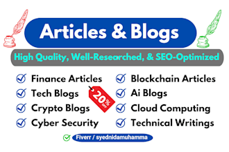 write SEO optimized tech blogs and finance articles