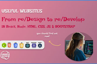 reskin and redesign websites using react, HTML, CSS, and js