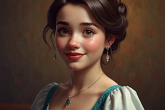 make a portrait in semi realism disney cartoon style
