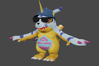 create cute 3d cartoon animal model cartoon character mascot for game and print