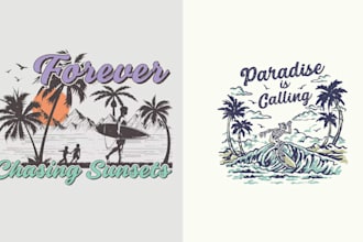 make creative summer beach surfing vintage logo