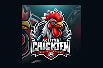 do rooster chicken mascot logo with express delivery