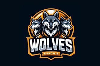 do awesome wolves esport mascot logo with unlimited revision