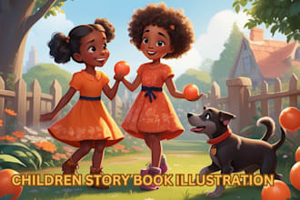 do children story book illustration, children book illustration for amazon KDP
