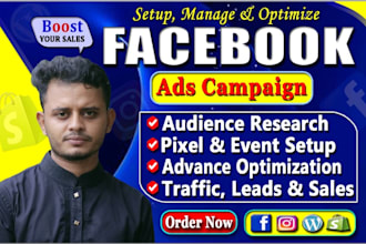 be your facebook ads campaign manager, run shopify fb ads, instagram ads