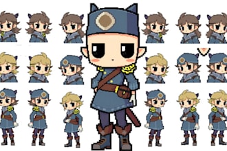 create pixel art, character sprite animation, rpg maker, cartoon character, nsfw