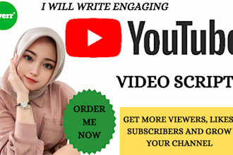do video script writing for youtube channel, script writer