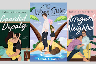 create your illustrated romance book cover design and ebook cover, amazon kindle
