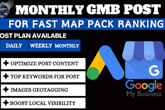 do 30 gmb post with geotagged images for google local business seo service
