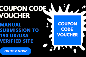submit your coupon code voucher code to 100 UK USA verified site manually