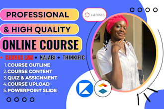 course creation for kajabi, thinkific, kajabi website, online course, canvas lms