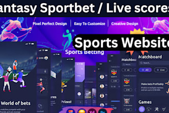 design fantasy sports website, sport bet website, sport match, livescore website